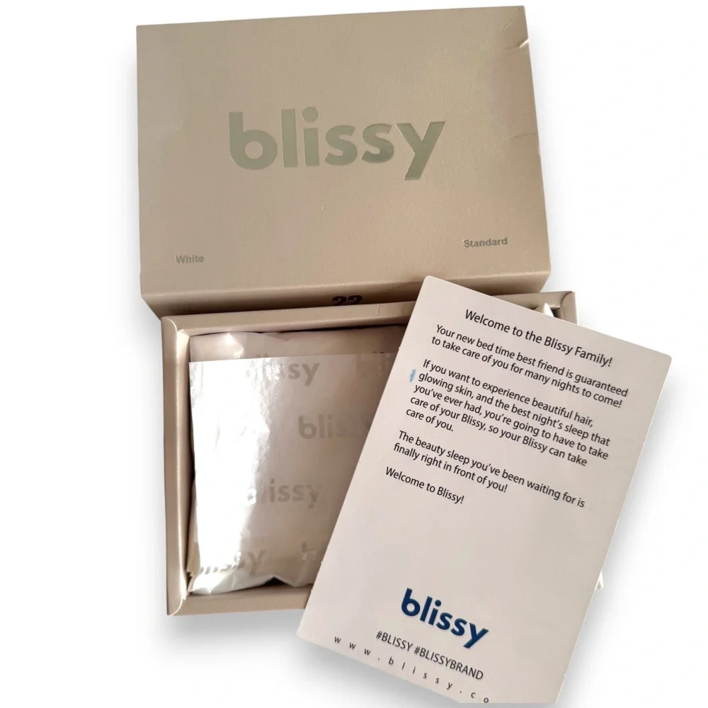 BLISSY White 22-Momme 100% Mulberry Silk Pillowcase Standard 25x19